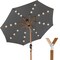 Best Choice Products 10ft Solar LED Lighted Outdoor Woodgrain Pattern Steel Market Patio Umbrella